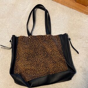 Sanctuary Black & Brown Leopard Print Tote Bag - Fashionable Everyday Carry